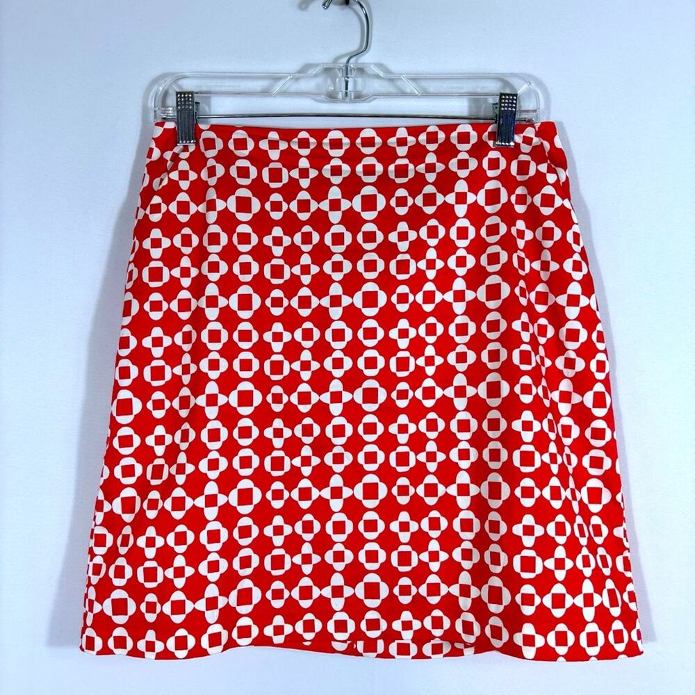 Boden Red and White Geometric A-Line Mini Skirt Size 6 YY0994
